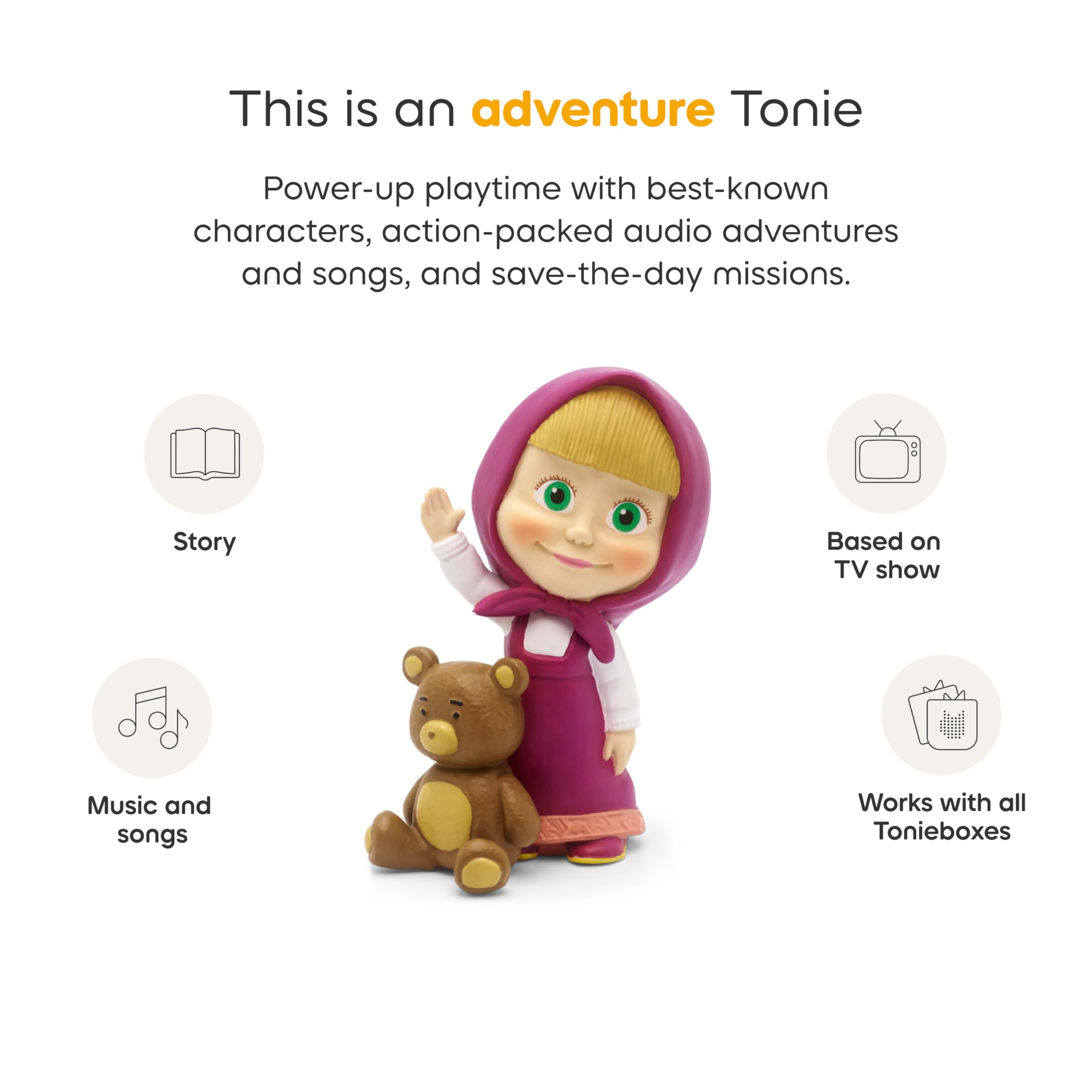 Tracklist card for Masha and the Bear songs guiding listening sessions.
