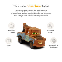 Tonies Mater close-up highlights the Cars 2 figurine for tactile play.