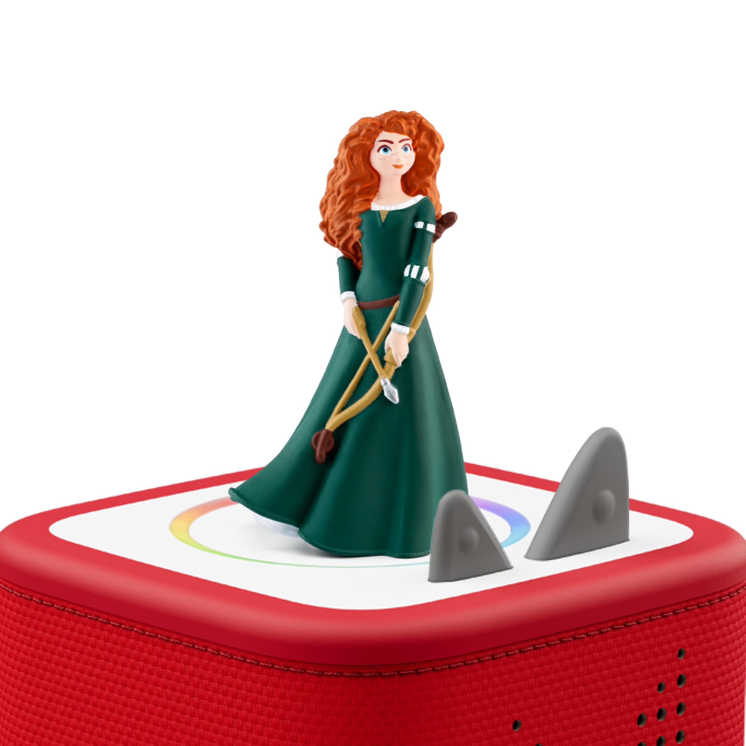 Tonies Merida Brave journey graphic highlighting songs and a story for imagination.
