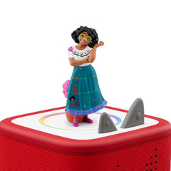 Tonies Mirabel Encanto figure beside a Toniebox for easy setup and listening.
