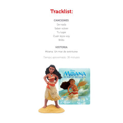 Tonies Moana packaging image showing contents and easy setup.
