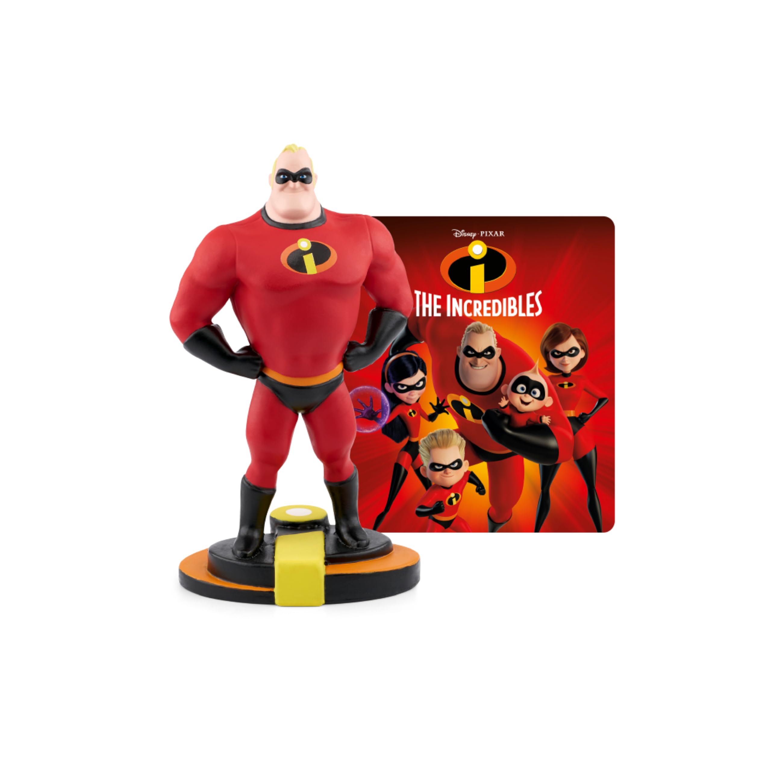 Tonies Mr. Incredible figurine side view ready for storytime and imagination.