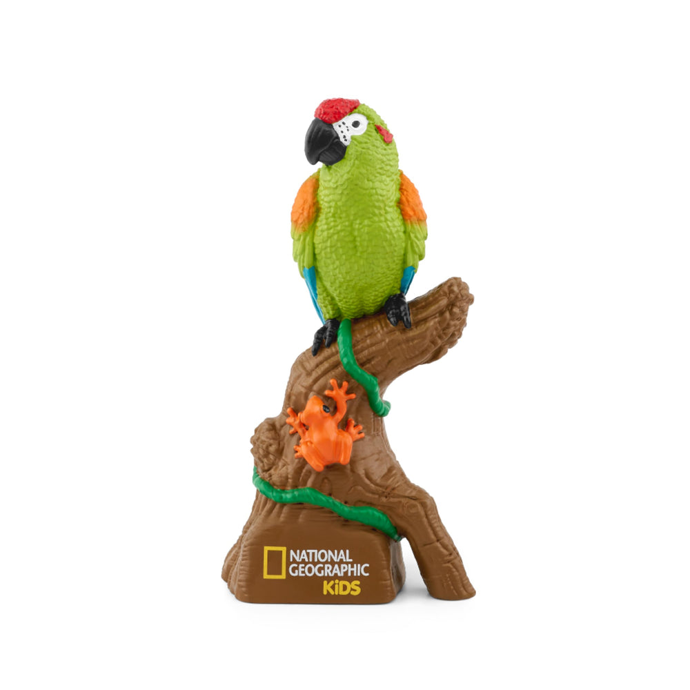 Tonies National Geographic Amazon Rainforest character sparks curiosity about ecosystems.