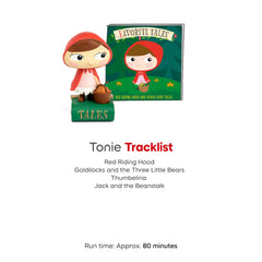 Tonies packaging shows four tales and about eighty minutes of audio
