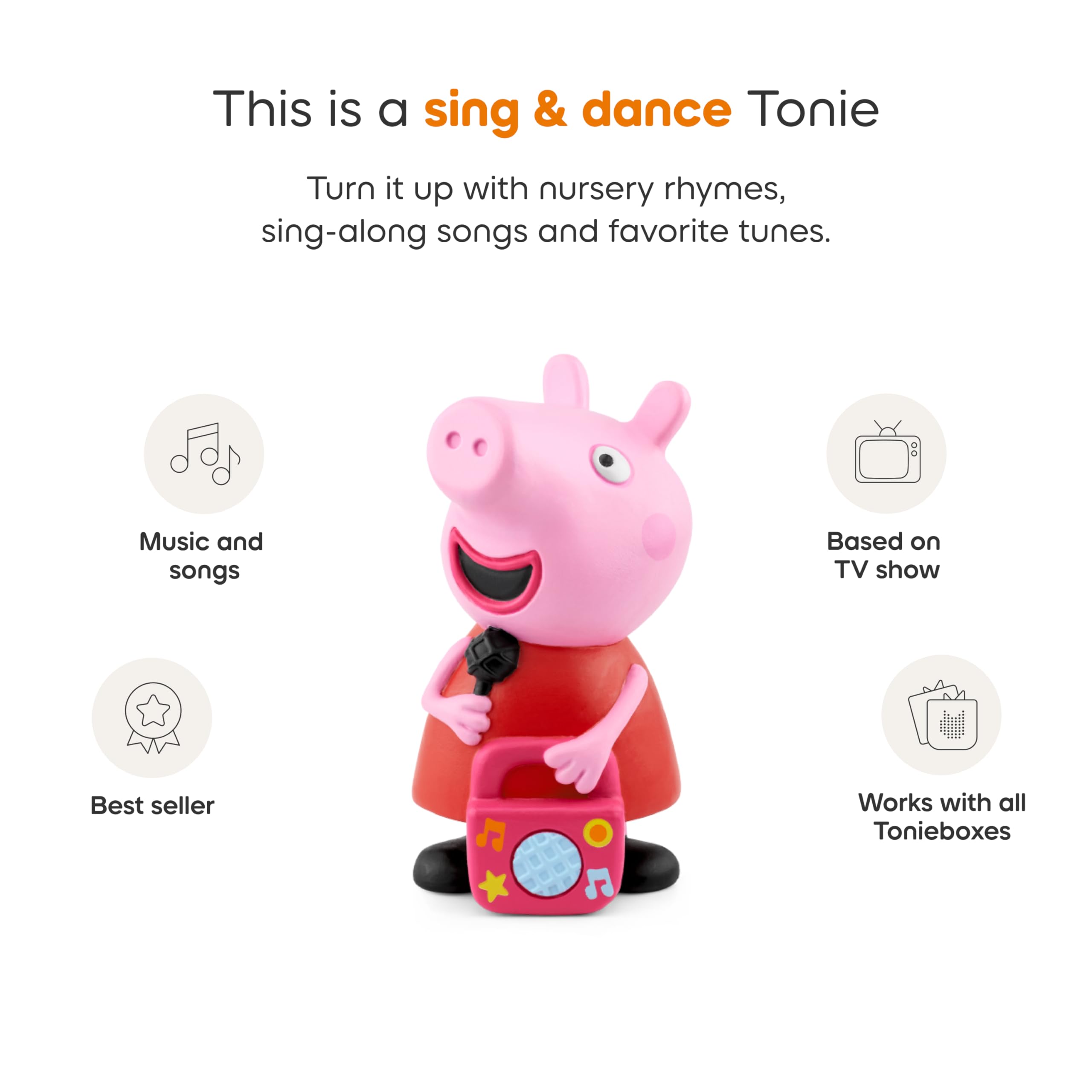 Tonies Peppa Pig contents image shows 17-track music collection