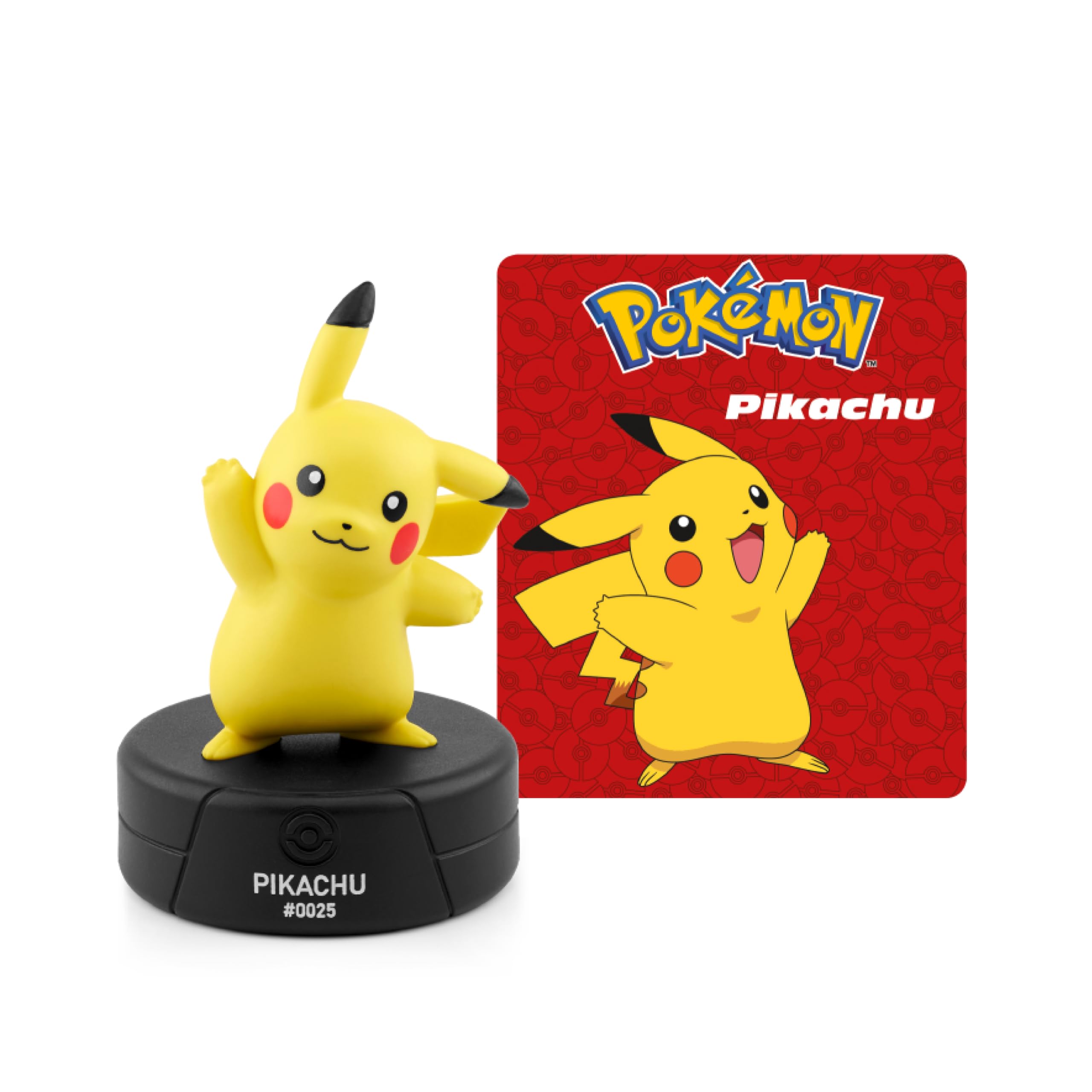 Tonies Pikachu front packaging showing character and playtime benefit