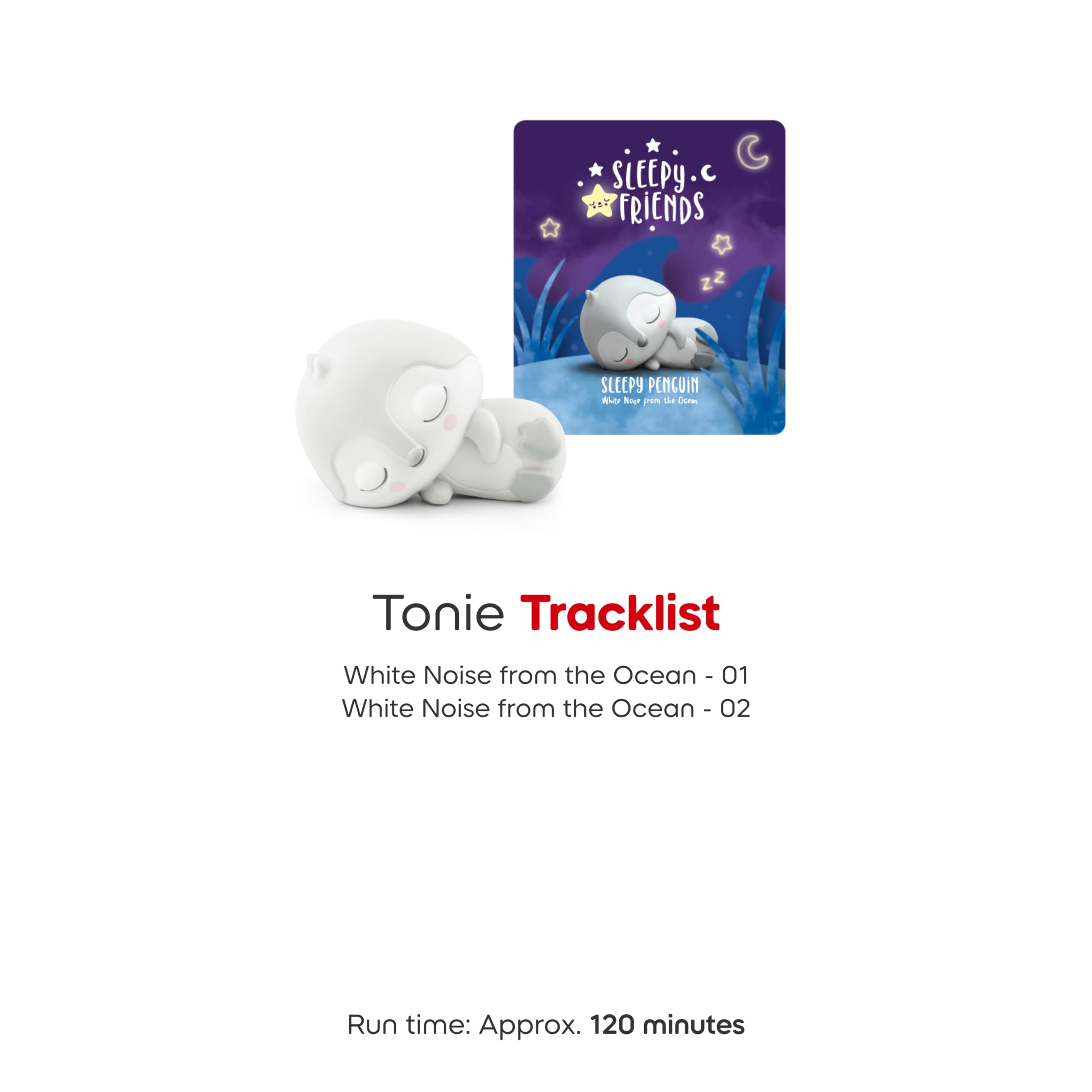Tonies Sleepy Penguin packaging shows a simple setup for bedtime routines.