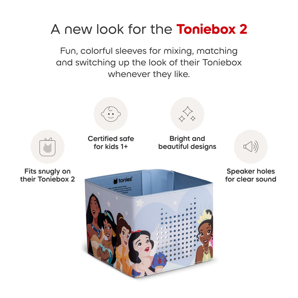 Tonies sleeve secure fit on Toniebox 2 keeps the cover in place while kids explore stories.