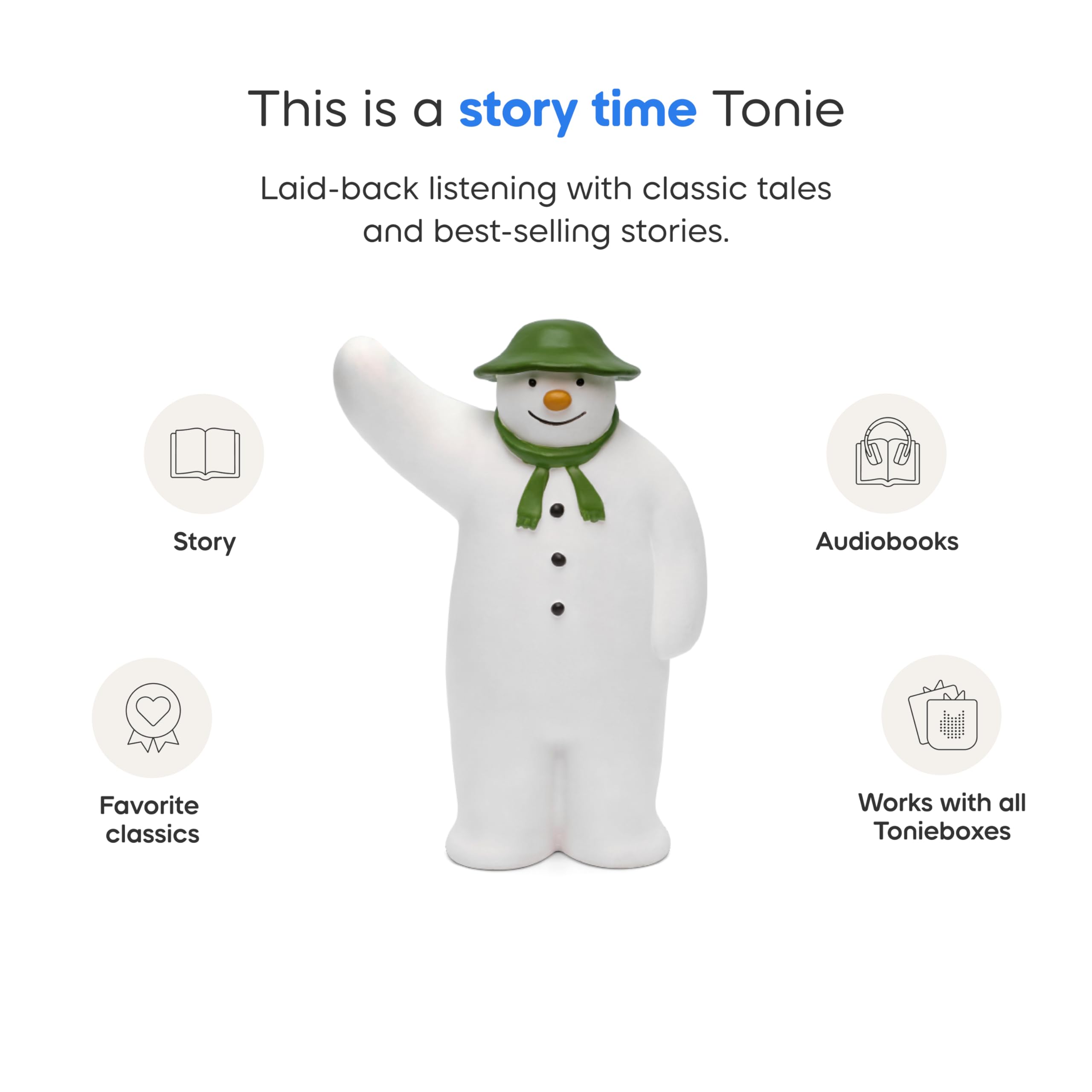 Tonies Snowman & Snowdog toniebox-ready setup enables easy audio storytelling