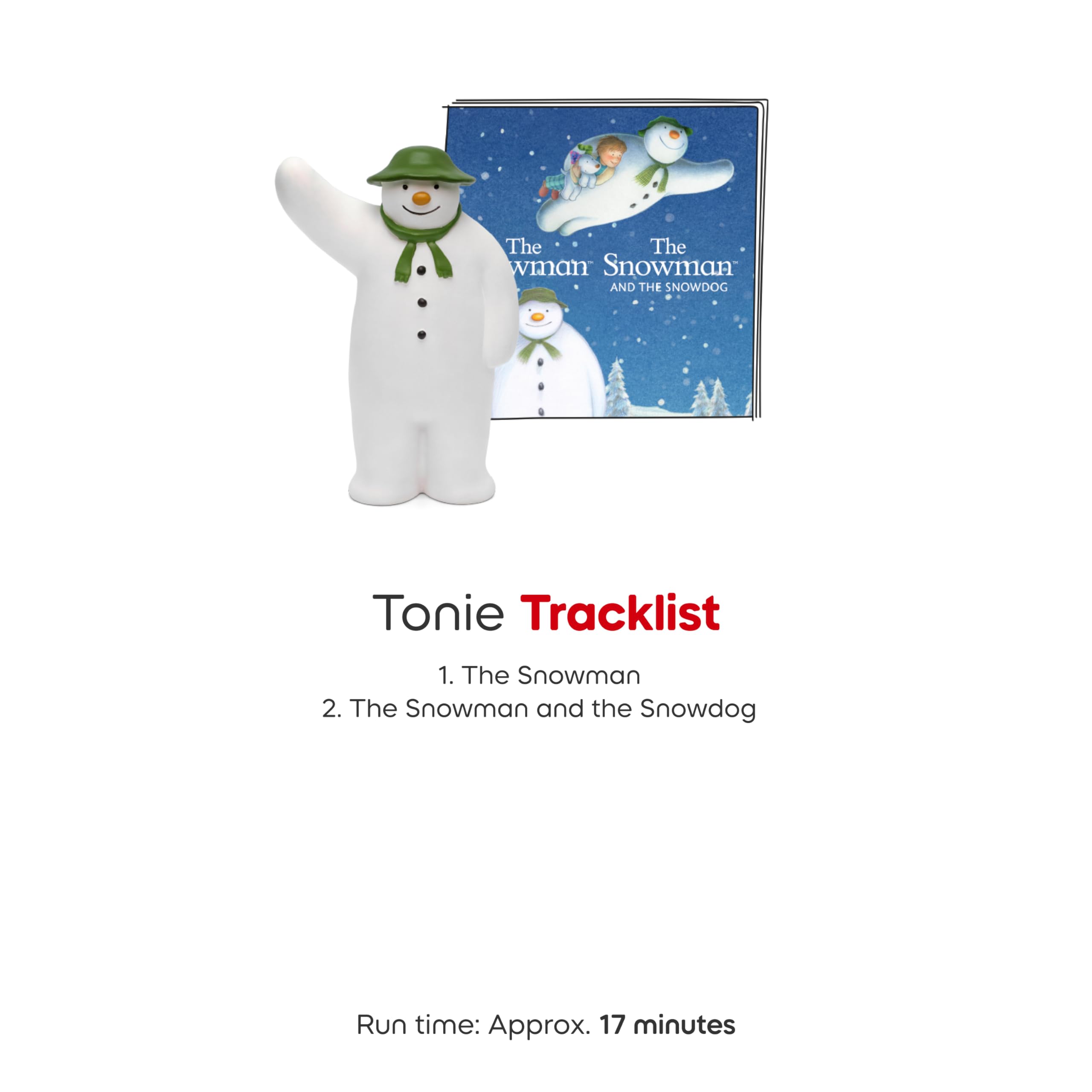 Tonies Snowman & Snowdog tracklist icon presents two classic tales