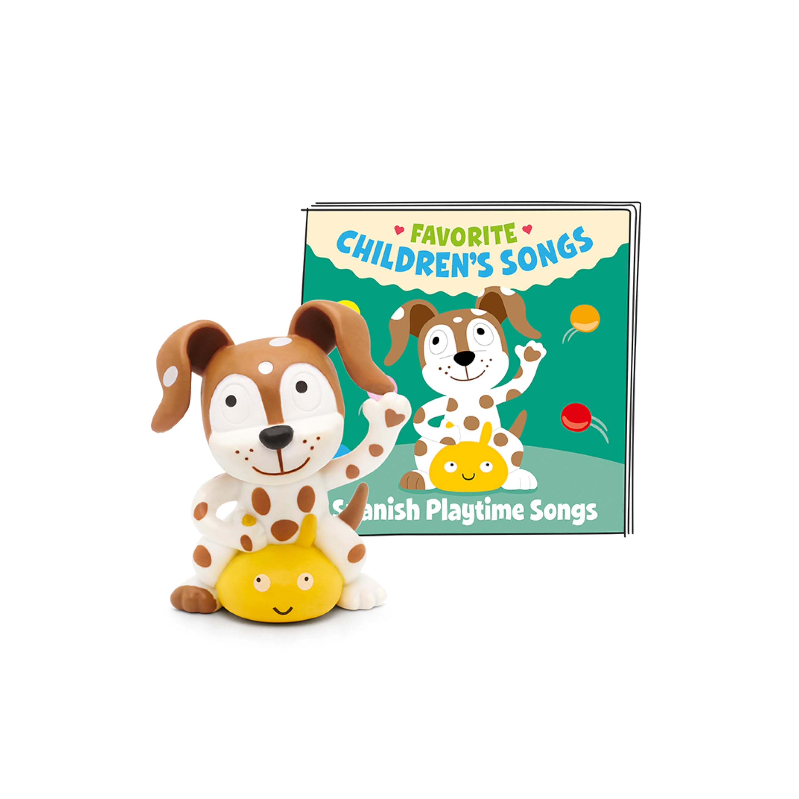 Tonies Spanish Playtime Songs figurine cover, bright and inviting for kids' Spanish listening adventures.