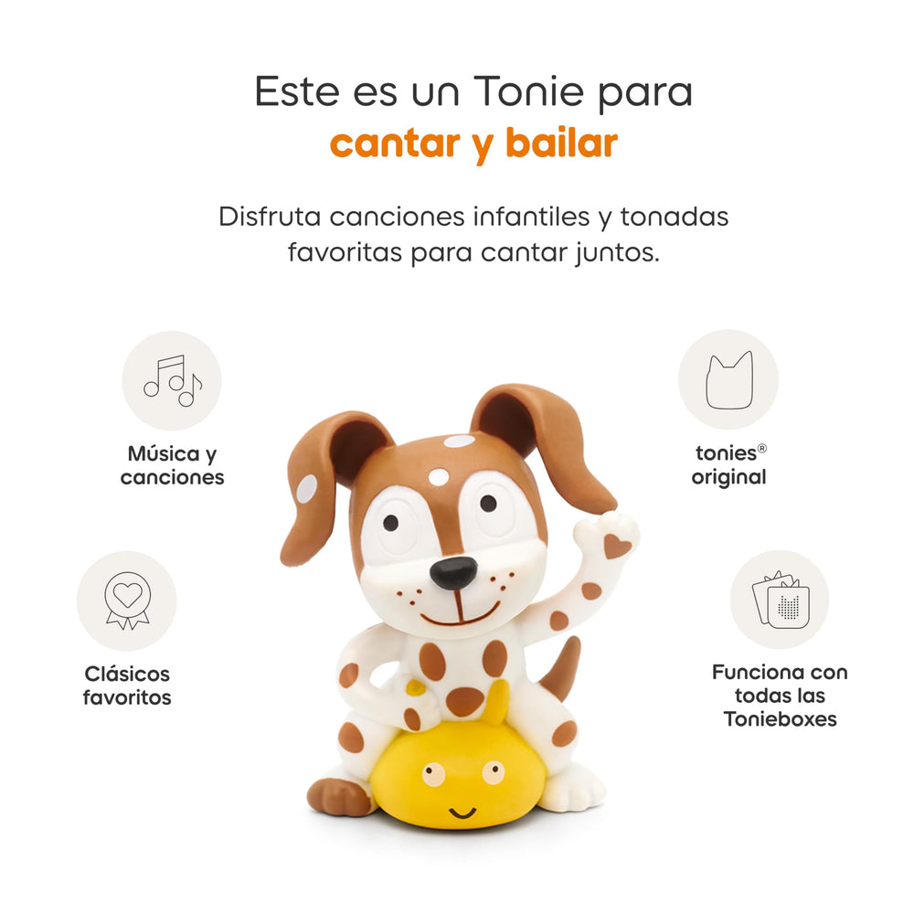 Tonies Spanish Playtime Songs figurine kids playing, fosters shared music moments.