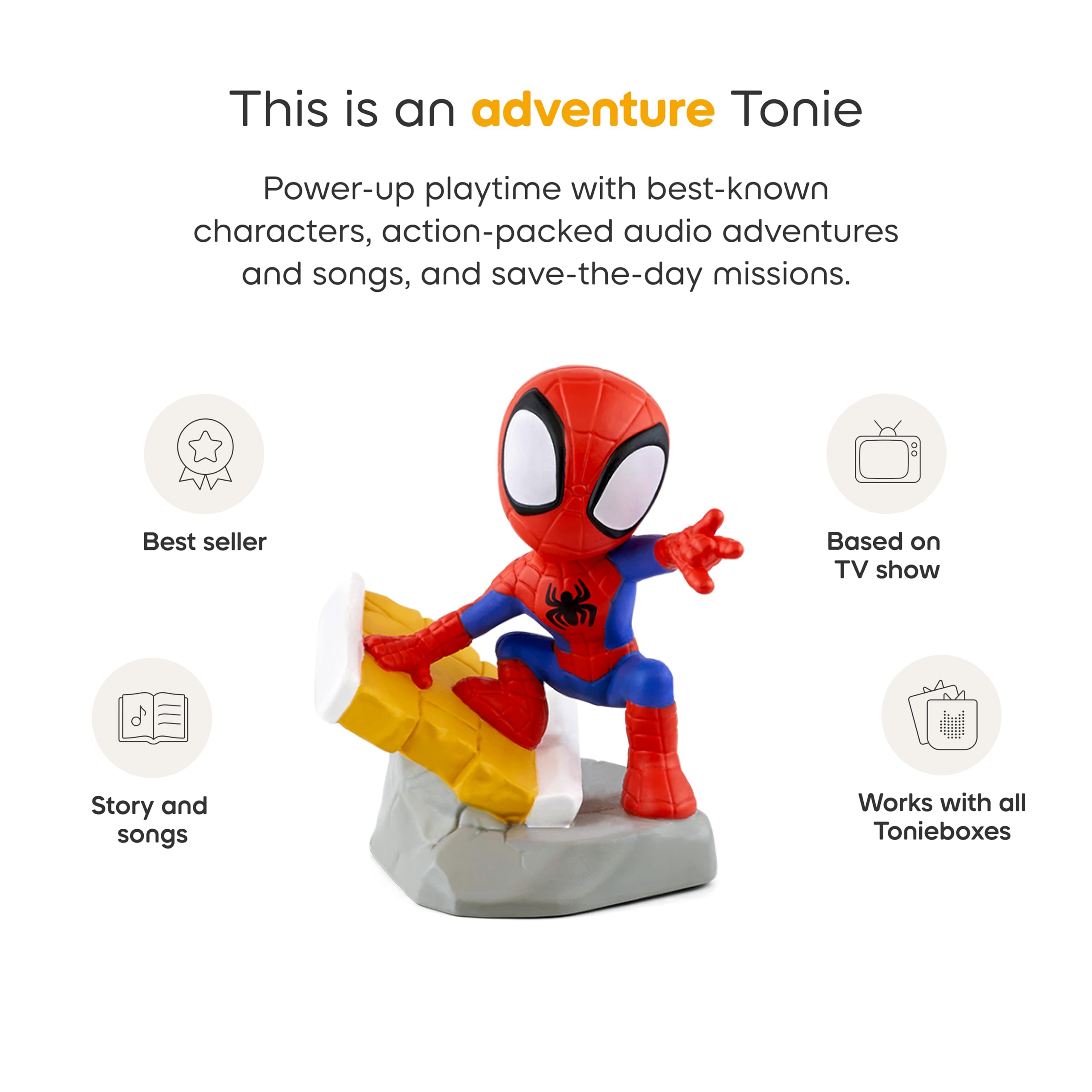 Tonies Spidey Ghost-Spider Miles figures ready for shared storytelling