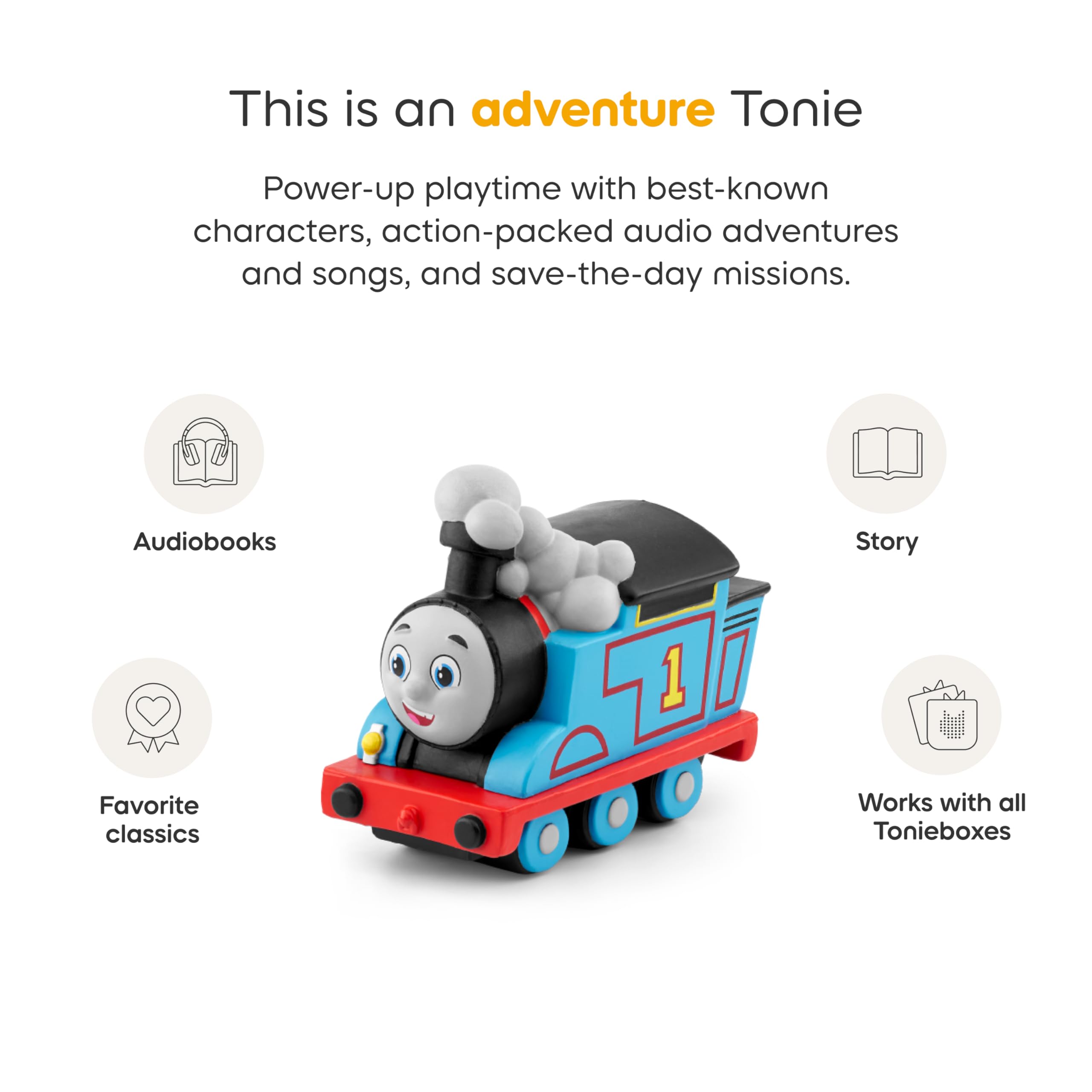 Tonies Thomas English-audio-for-children enables easy bedtime storytelling.