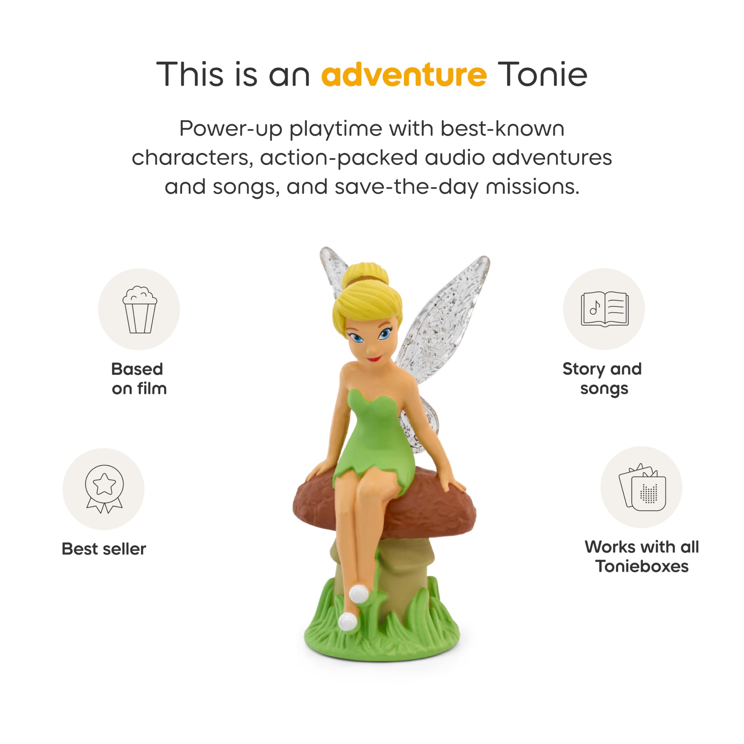Tonies Tinker Bell packaging shows a Disney collaboration for fans and collectors.
