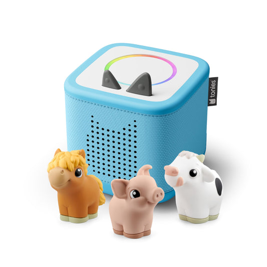 Tonies Toniebox 2 in sky blue, ready for independent listening and play.