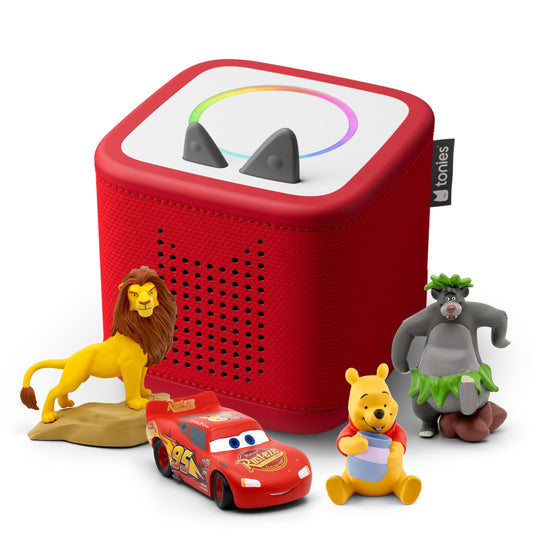 Tonies Toniebox 2 Sunset Red with kid-friendly controls for independent play