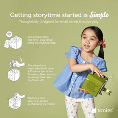 Toniebox in bedtime storytelling mode with auto-play feature.