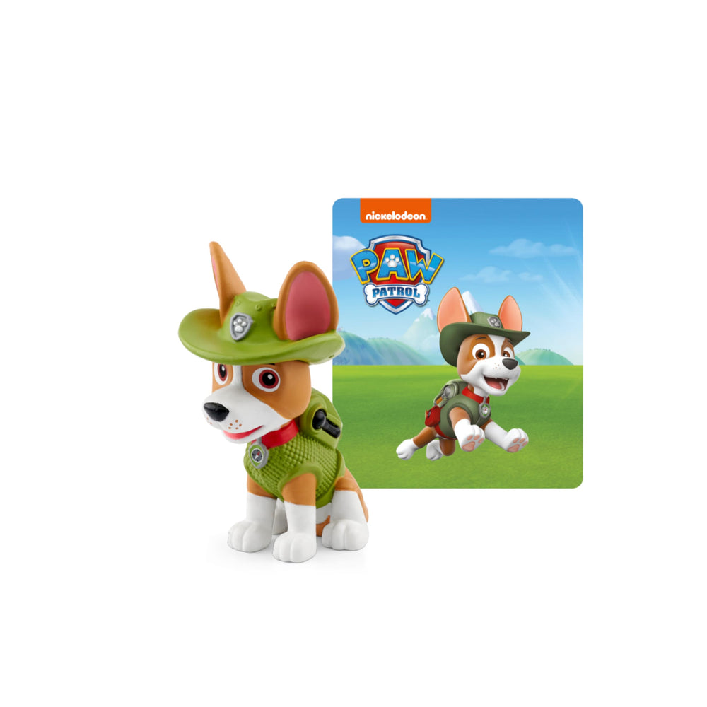 Tonies Tracker PAW Patrol figurine beside a Toniebox inviting imaginative play.