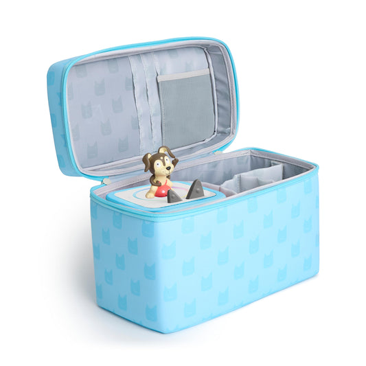 Tonies travel bag organized interior highlights dedicated compartments for Toniebox and accessories