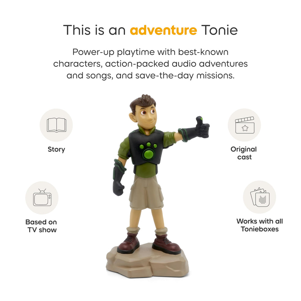Tonies Chris figurine beside Toniebox for ready-to-listen use.