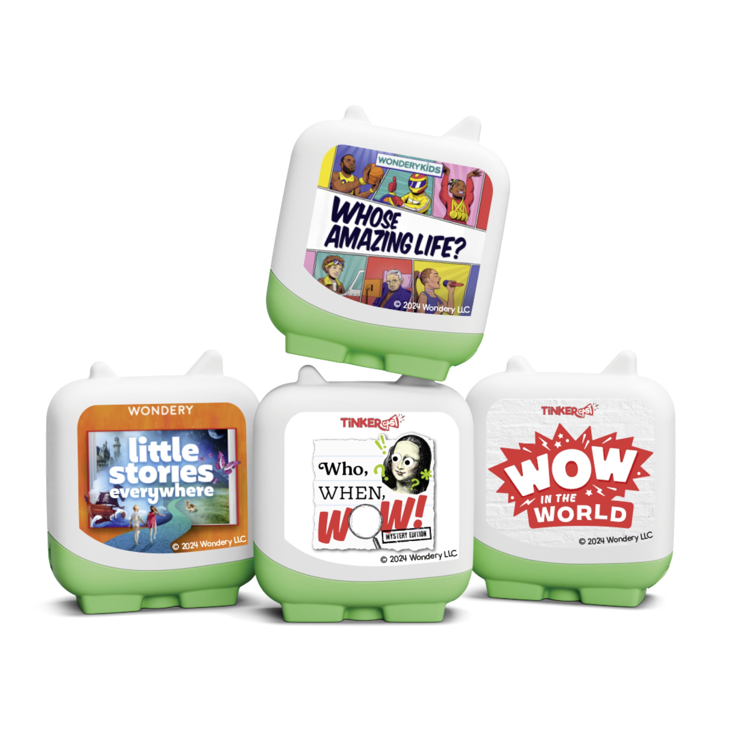 Tonies Wondery Clever Set four-tonie collection beside a Toniebox for engaging listening.