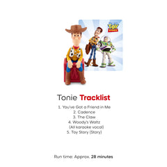 Tonies Woody playtime scene inviting kids to imagine Toy Story moments.