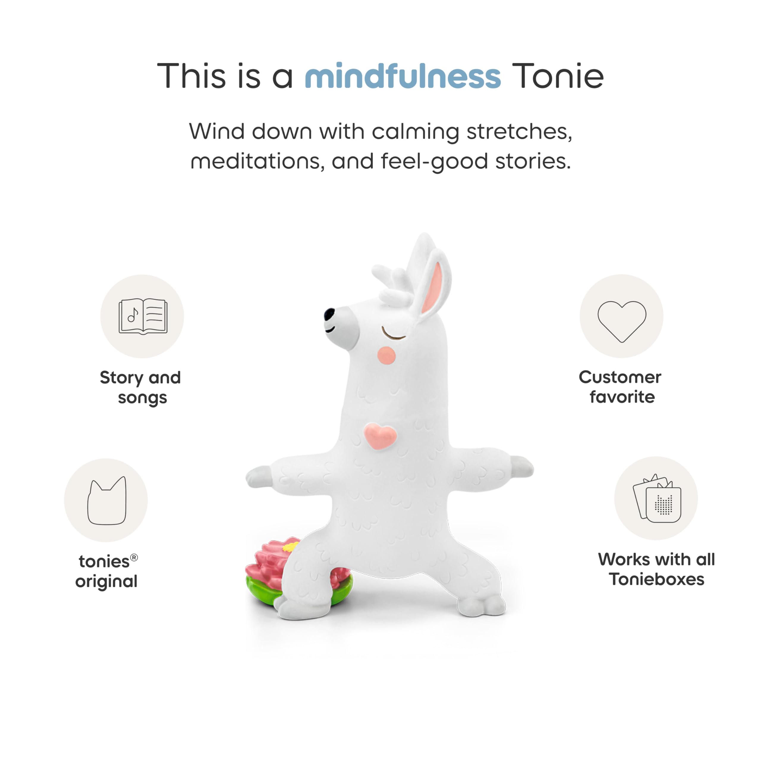 Tonies Sara the Llama mysterious mountain illustration supports steady breathing during yoga.