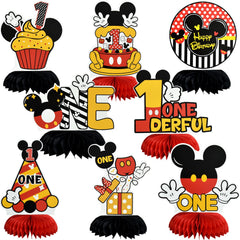 TONIFUL red mouse honeycomb centerpiece for first birthday tables, easy to assemble decor