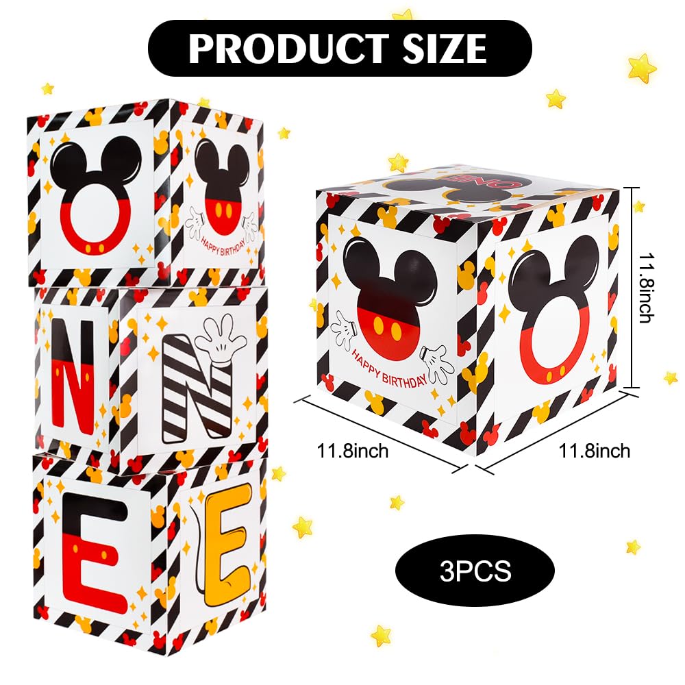 TONIFUL mouse 1st birthday box with dual graphic design for memorable photos.