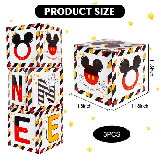 TONIFUL mouse 1st birthday box with dual graphic design for memorable photos.