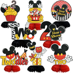 TONIFUL red mouse honeycomb centerpiece for a 2nd birthday table