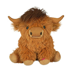 Tonpect Highland Cow plush with mooing sound, inviting interactive play and cuddling.