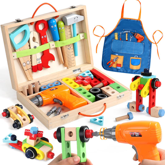 TONZE Kids Tool Set drill: realistic action enhances imagination and coordination