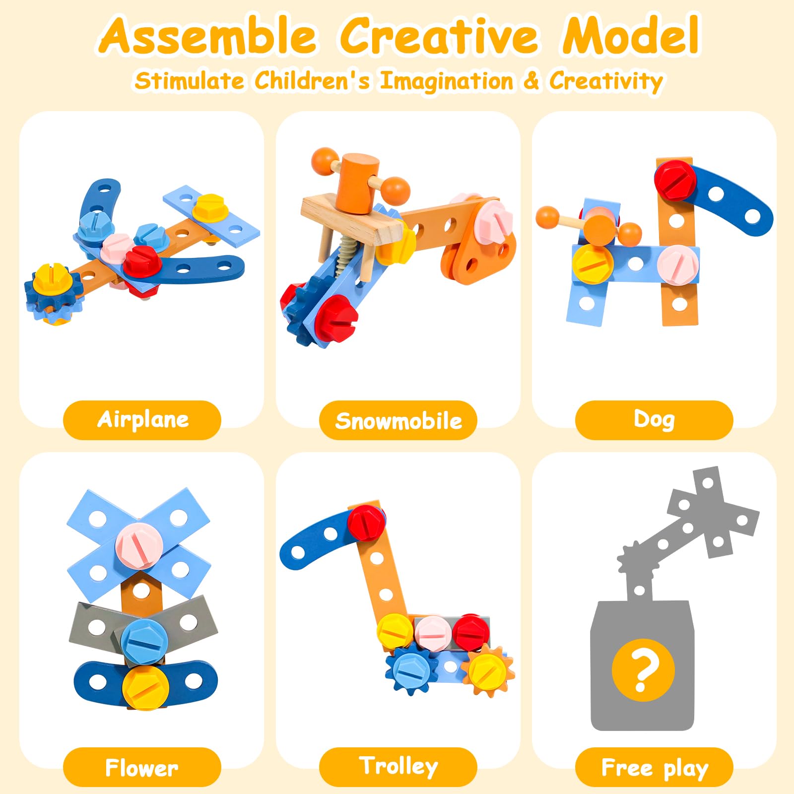 TONZE Kids Tool Set storage-box: portable box keeps tools organized after play.