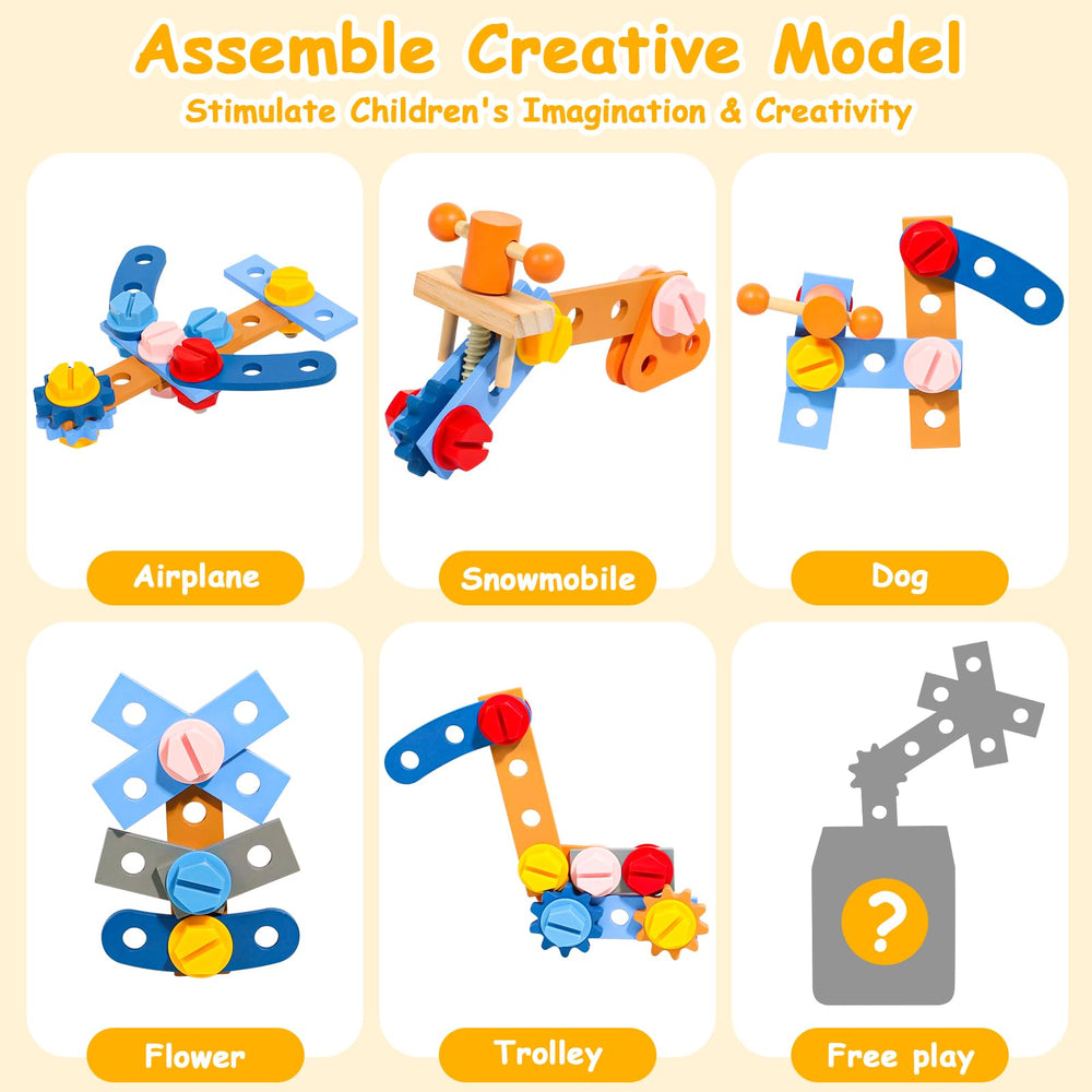 TONZE Kids Tool Set storage-box: portable box keeps tools organized after play.