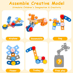 TONZE Kids Tool Set storage-box: portable box keeps tools organized after play.