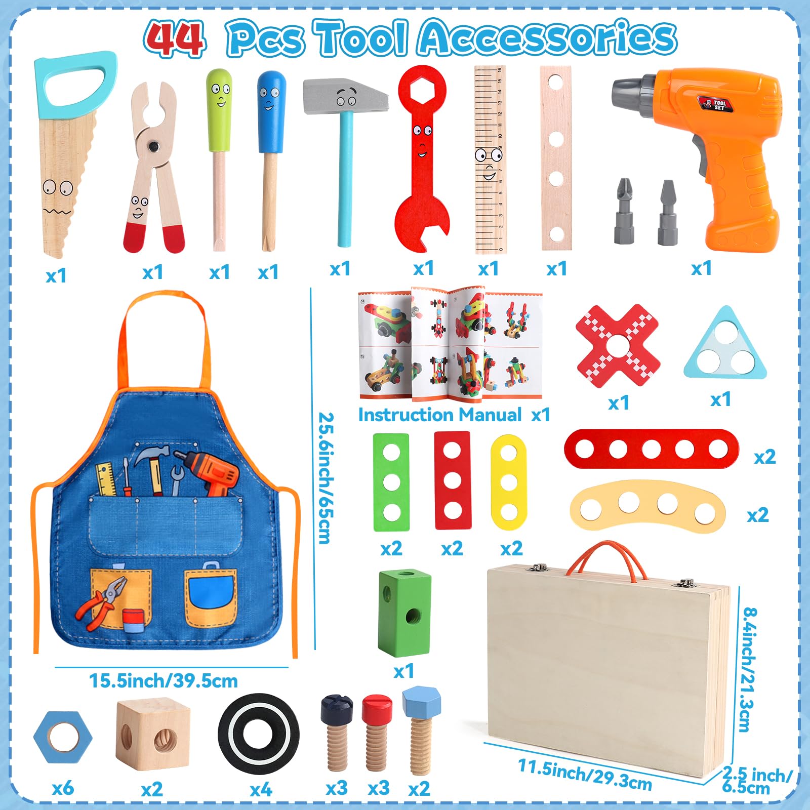 TONZE tool box: portable storage keeps tools organized during play