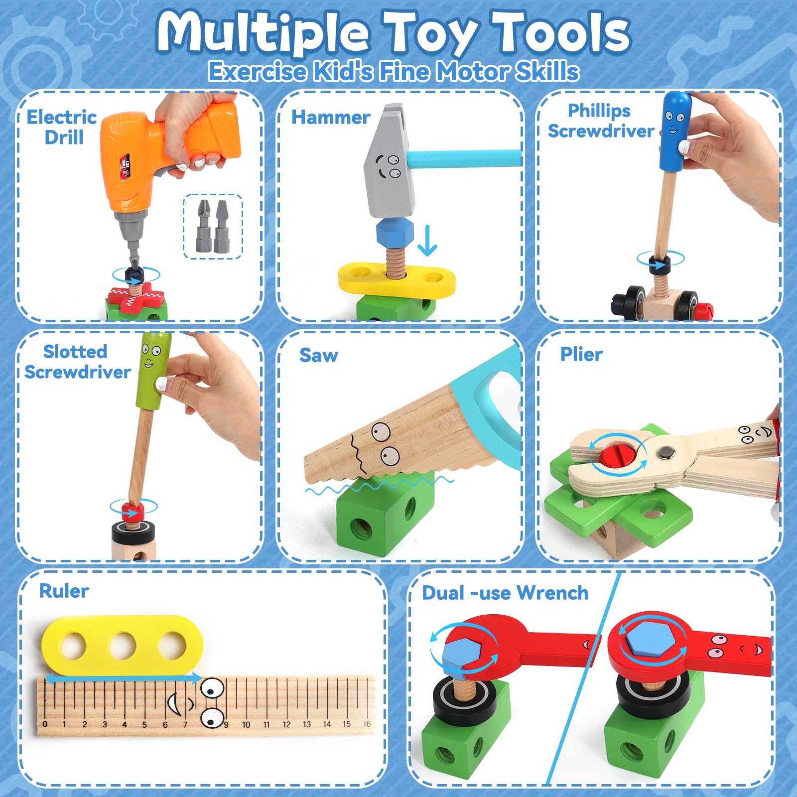 TONZE wrench: helps kids explore nuts and bolts through hands-on play