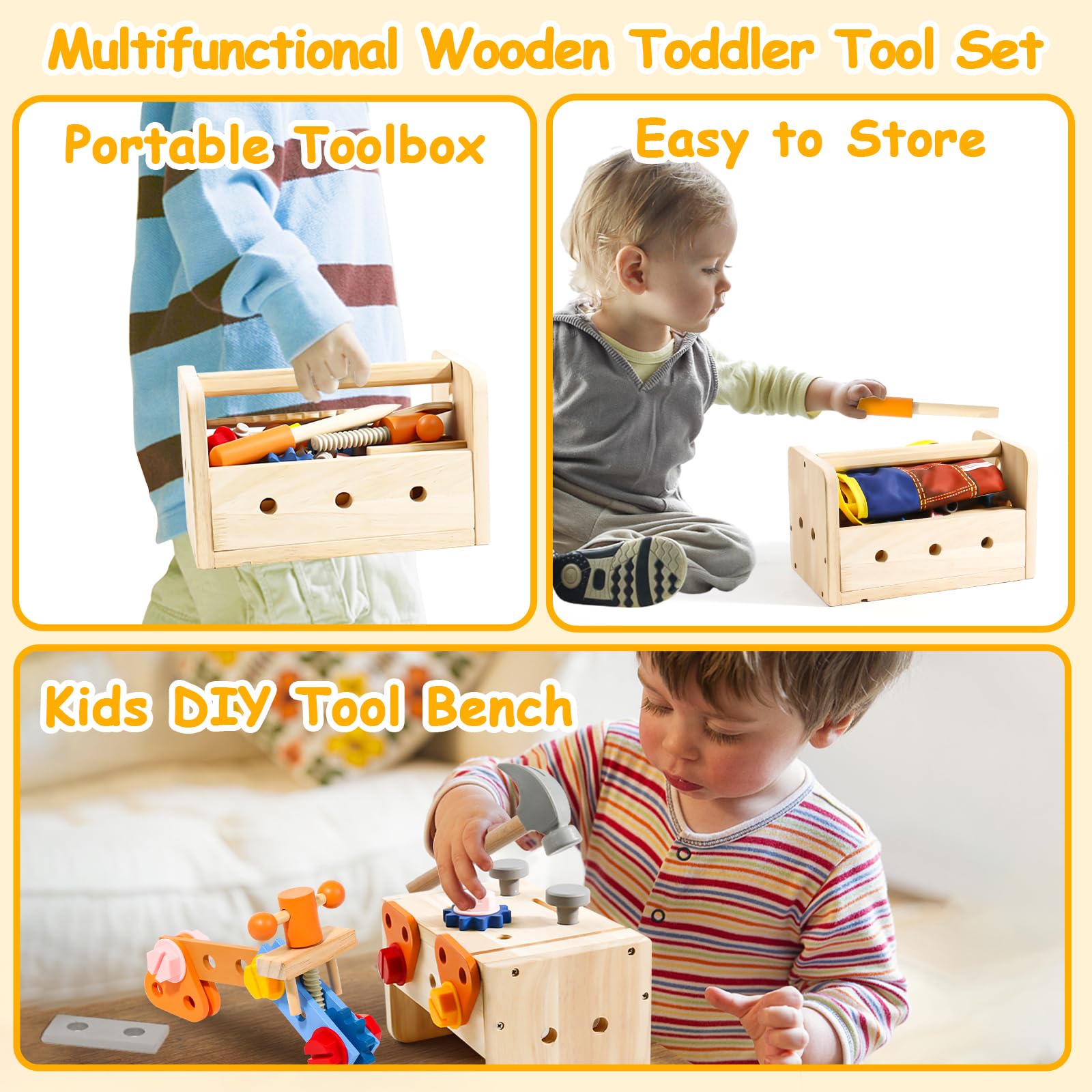 TONZE Kids Tool Set wrench: tightening bolts during imaginative construction play.