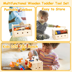TONZE Kids Tool Set wrench: tightening bolts during imaginative construction play.