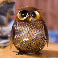 Tooarts Owl Bank Box mesh belly view showing saved coins