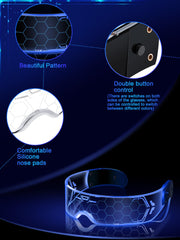 TOODOO LED visor glasses with four lighting modes in action