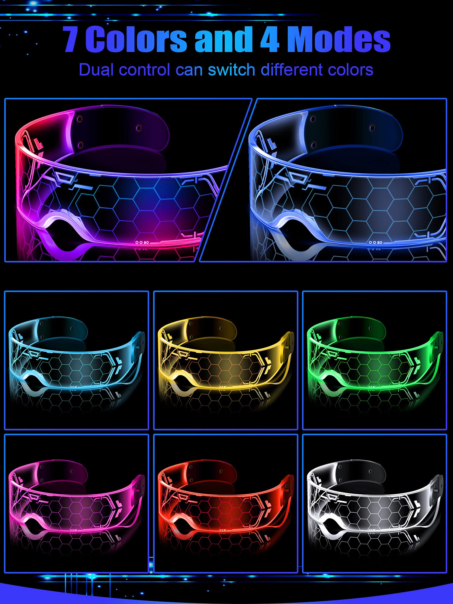 TOODOO futuristic LED visor glasses at a nightclub
