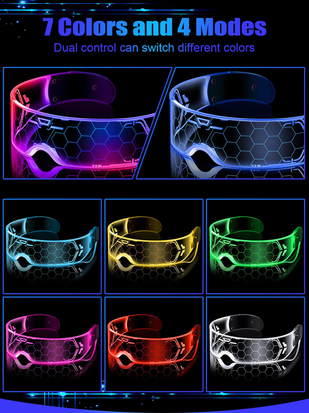 TOODOO futuristic LED visor glasses at a nightclub