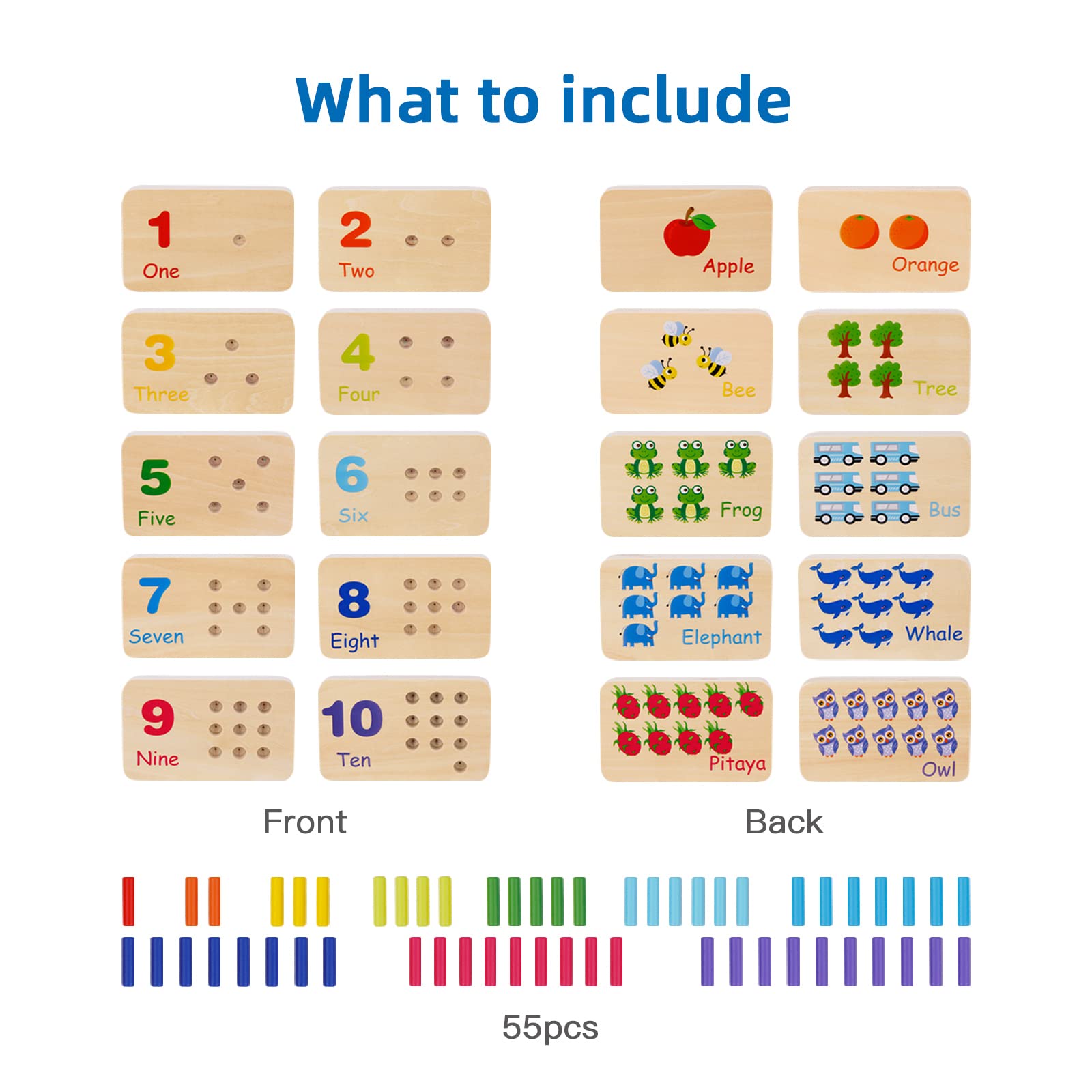 TOOKYLAND peg board animal-number visuals aid number recognition.