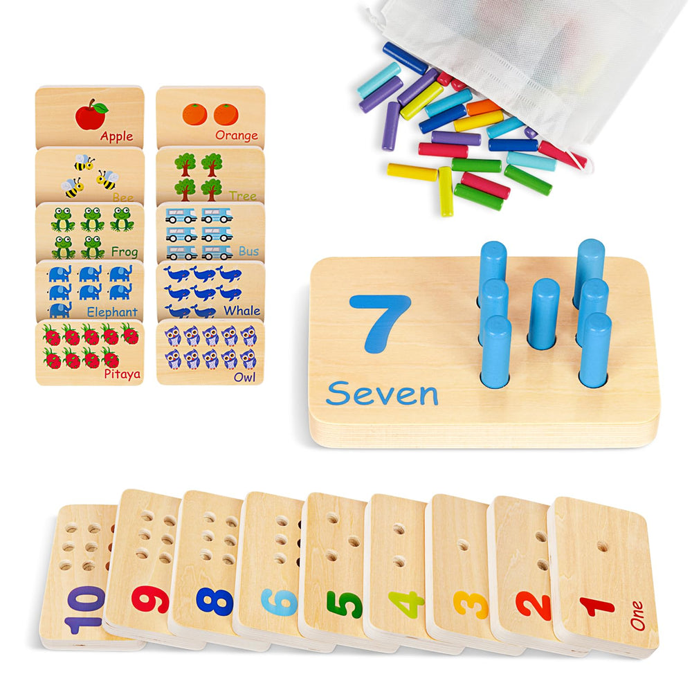 TOOKYLAND peg board with color counting pegs supports early math exploration.
