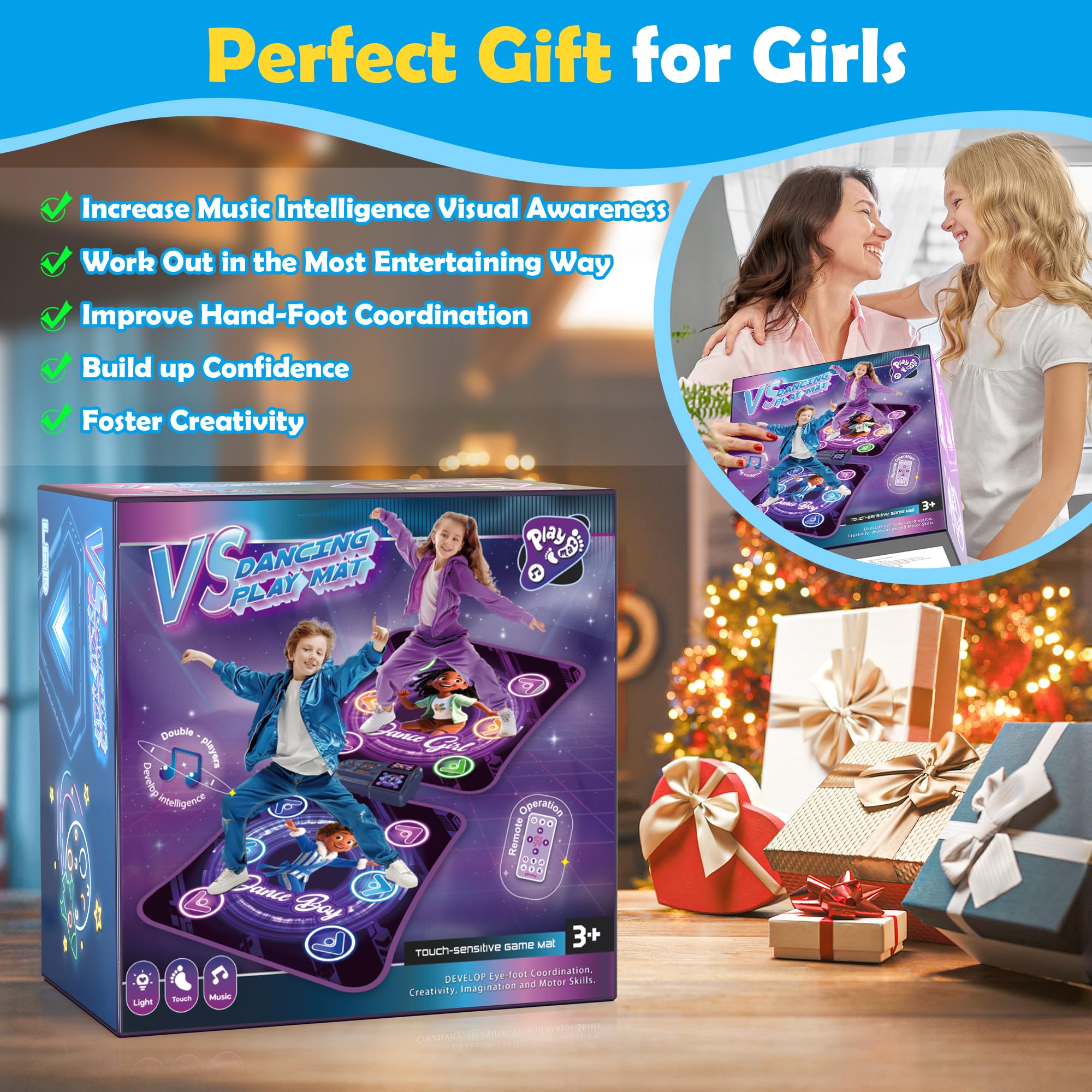 TooLion Christmas gift-ready dance mat lights up holidays with active fun.
