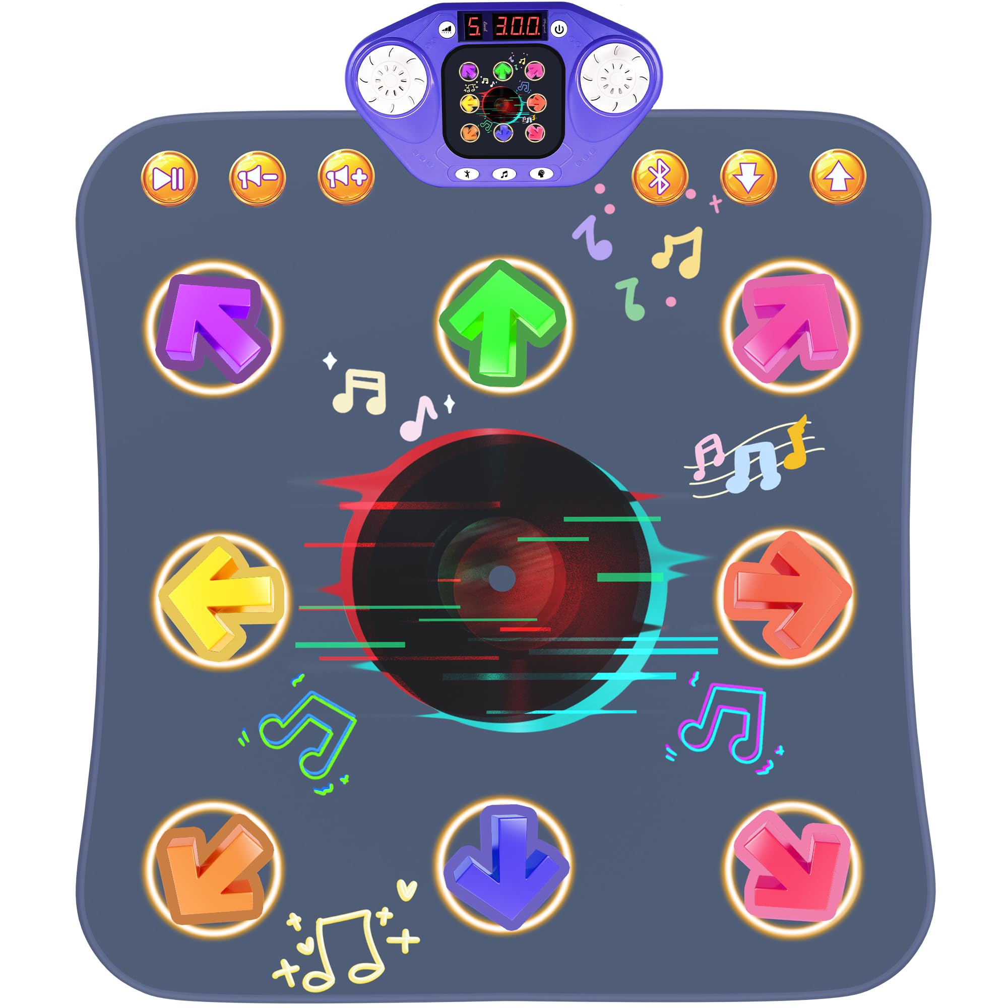 TooLion dance mat blue with 8 light-up keys for rhythm play.