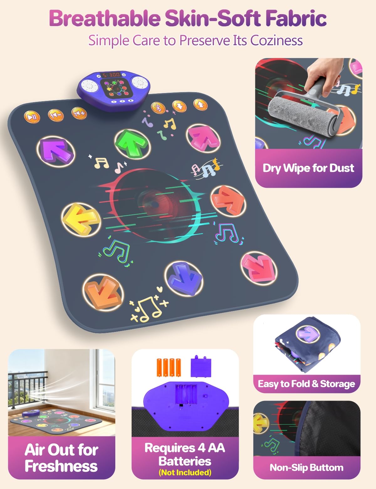 TooLion blue mat in use with kids highlights interactive modes.